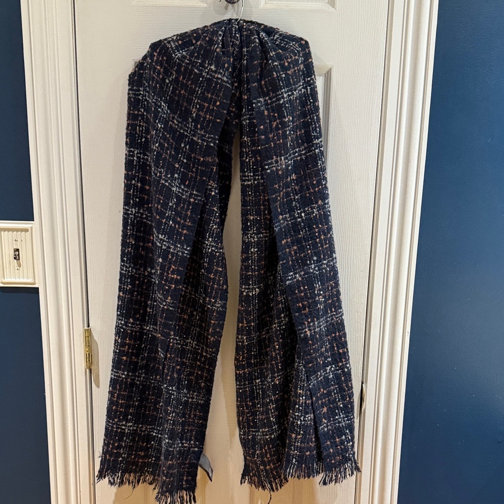 Vince Camuto Navy and White Plaid Scarf